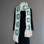 Handmade Crochet Knit Granny Square Fall Winter Women’s Scarf Photo 1