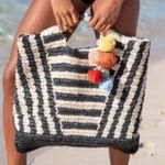 Billabong Billlabong Black and Cream Striped Tote Bag Photo 4