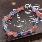 Vintage Y2K Beaded Rose Quartz Pink Glass Bohemian Bracelet Photo 0