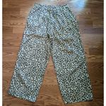 Morgan Taylor Sz L Linen Blend Animal Print Statement Oversized Paperbag Pants Brown Size L Photo 1