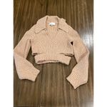 L'Academie  Imani Boucle Knit Pullover Cutout Beige Long Sleeve Sweater XS Photo 3