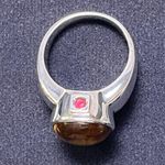 Elle  925 Sterling Silver Tiger Eye Ruby Ring Size 8 Very Good Used Condition Photo 5