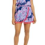 Lilly Pulitzer  SMALL Miss Shell JARRETT ROMPER Navy July 4th Skirt Tassel Hem Photo 5