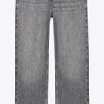 ZARA Straight Mid Rise Fray Hem Jeans Rigid Denim Gray Black sz 28 Photo 0