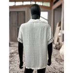 Flora Nikrooz  Lace Trim Top‎ L | 100% Rayon | Short Sleeve Button Front Photo 3