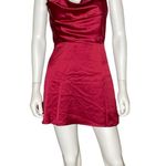 Lulus Luxe Reputation Wine Red Satin Sleeveless Cowl Neck Mini Dress Womens Sz S Photo 3