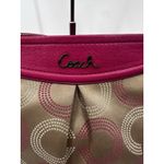 Coach Medium Signature Shoulder Handbag Beige With Hot Pink Leather Trim Photo 2