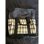 Koko Plaid Insulated Lunch Tote Bag Tan/Blk Pockets Cinch Close Extension Tan Photo 5