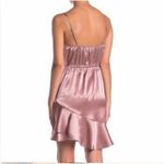 FAVLUX Satin Cowl Neck Ruffle Hem Mini Cocktail Dress Rusty Rose Size Large NWT Photo 1