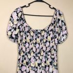 American Eagle  Women’s Boho Floral Print Smocked Puff Sleeve Pleated Mini Dress Photo 1
