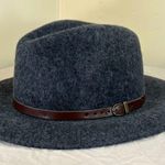 Vintage Italian Wool Fedora Hat Size 56 Gray Felt Wide Brim Leather Band Italy Photo 0