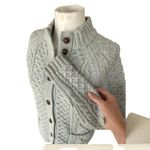 Lands' End  Lambswool Cable Knit Fisherman Cardigan Sweater Button Up Women's M Photo 11