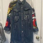 Denim Dress with Colorful Sleeves from runway in NY Blue Size L Photo 0