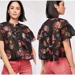 Free People  Sweet Escape Floral Cropped Blouse Flutter Sleeve size Small Photo 1