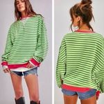 Free People We The Free,  Classic Oversized Green & Pink Small NWT Photo 1