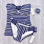 Anne cole Nautical Strip Lace-up Tankini Set S Photo 0