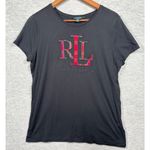 Ralph Lauren  Womens T-Shirt L Black RLL Red Plaid Logo Cotton‎ Photo 0