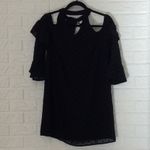 Francesca’s black peek a‎ boo shoulder shift dress Size L Photo 1