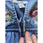 Go Softly Patio Embroidered Floral Denim Mumu Dress Zip Front Pockets Sz Medium Blue Photo 8