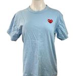 Comme Des Garcons Play Women Red Heart Blue Crew Neck Short Sleeve T Photo 0