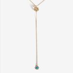 Rebecca Minkoff Open Sphere Gold Y Necklace Lariat Turquoise Pendant Crystal Photo 1