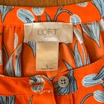 Loft   Tunic Dress Large Orange with Blue Floral Design Button Front Long Sleeve Photo 2