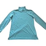 Athleta  Light Blue Split Mock Turtleneck Long Sleeve Soft Active Top Large Photo 14