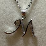 Viki Lynn Sterling Silver Initial M Necklace With Clear Crystals New Photo 2