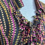 Violet+Claire  Retro Print Heart Petal Ruffle Blouse‎ Black Multi Large Photo 4