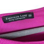 Emerson Lang Hot Pink Ribbed Knit Long Bell Sleeve Asymmetrical Neckline Top M Size M Photo 5