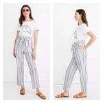 Madewell Linen-Cotton Hi Rise Pants Gray Stripe AN839 Size 14 White Paperbag Photo 1
