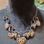 Womens Heart Charm Necklace And Earrings Set With Leopard Print And Lobster Lock Photo 0