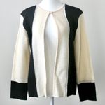 Kasper NWT  100% Wool Cream Black Professional Sweater Jacket Petite Large Photo 0