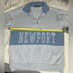 Brandy Melville  Women OneSize Gray Newport Spellout 1/4 Zip Pullover Sweatshirt Photo 3