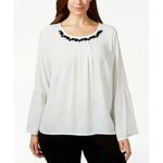 Ny Collection  Plus Size Bell Sleeve White Blouse NWT 1X Photo 9