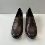 Clarks Brown Leather Slip On Heeled Loafers Comfort Dress Shoes Women's 9.5M Photo 1
