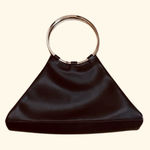 wilson's leather 90s Vintage Wilson’s Leather Chocolate Brown Triangle bag with silver handles Photo 0