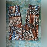 Liz & Co Vintage Y2K . brown tribal print abstract knit relaxed pants, size large Photo 0