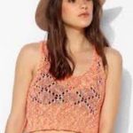 Staring At Stars  Anthropologie Neon Orange Pink White Crochet Crop Tank Top Photo 0