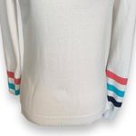 Southern Tide  White Cotton Cashmere Sweater XS Striped Sleeve Preppy Classic Photo 5