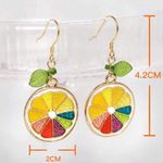 Citrus Slice Earrings with Gold Accents Green Photo 4