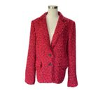 Donna Karan DKNY  New York Tweed Two Button Blazer red With Fringe size 14 Photo 10