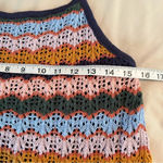 American Eagle  Crochet Knit Crop Halter Top Womens Lg Tie Neck Multi Lined Frnt Photo 9