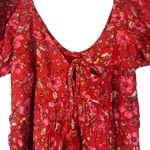 Band of the Free Red Desiree Crimson Floral Puff Sleeve Mini Dress Women Sz L Size L Photo 3