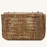 Patricia Nash Lorenza Distressed Vintage Croc Metallic Gold Handbag Purse Crossbody Chain $149 New, No tags Measurement in pics Photo 2