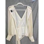 Tadashi Shoji Vintage Tadashi 100% Silk Ivory Draped Wrap Blouse Sheer Chiffon Sleeves S 10 Photo 9