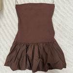 Brown Strapless Bubble Bottom Dress Photo 0