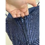 Emerald Sundae  Sequined Gown Size Medium Dark Blue Adjustable Straps Side Slit Photo 5