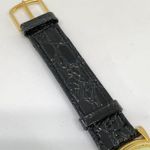 Vtg Minnie Mouse Quartz analog watch 31mm gold tone black leather band running Photo 3