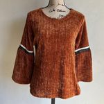 THML Velour Bell Sleeve Burnt Orange Sweater Sz Small NWT Photo 2